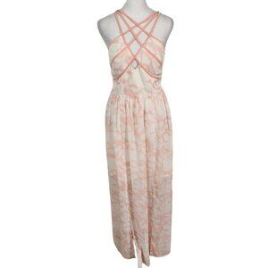 Adrea Pink and White Maxi Dress Size Small Pink Chiffon Wedding Guest Dress